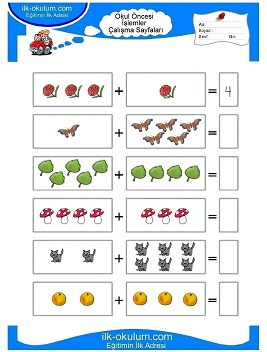 Çocuklar İçin toplam işlemi yaprak testleri 